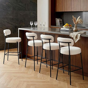 Upholstered Bar Stools with Back — 27" Seat Height, Metal Frame