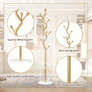 Modern Metal Coat Rack with Marble Base