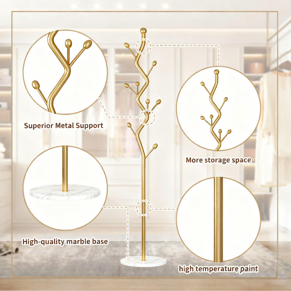 Modern Metal Coat Rack with Marble Base