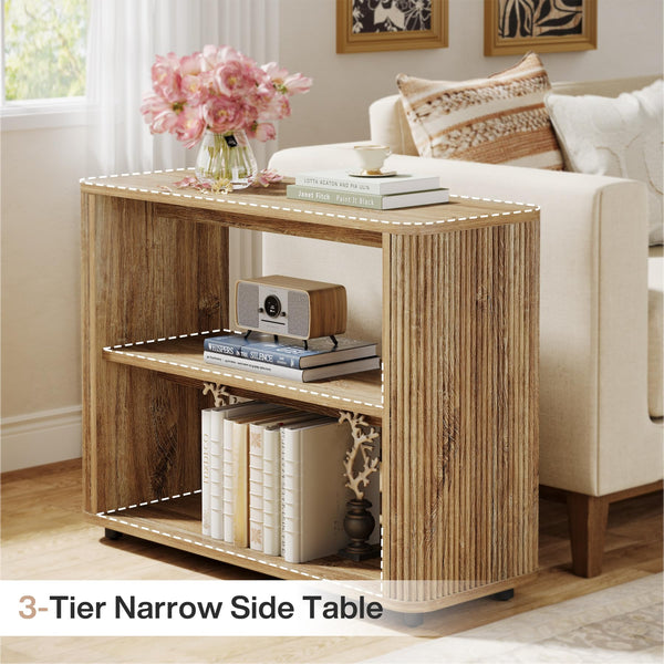 Narrow 3-Tier Side Table with Storage Shelves