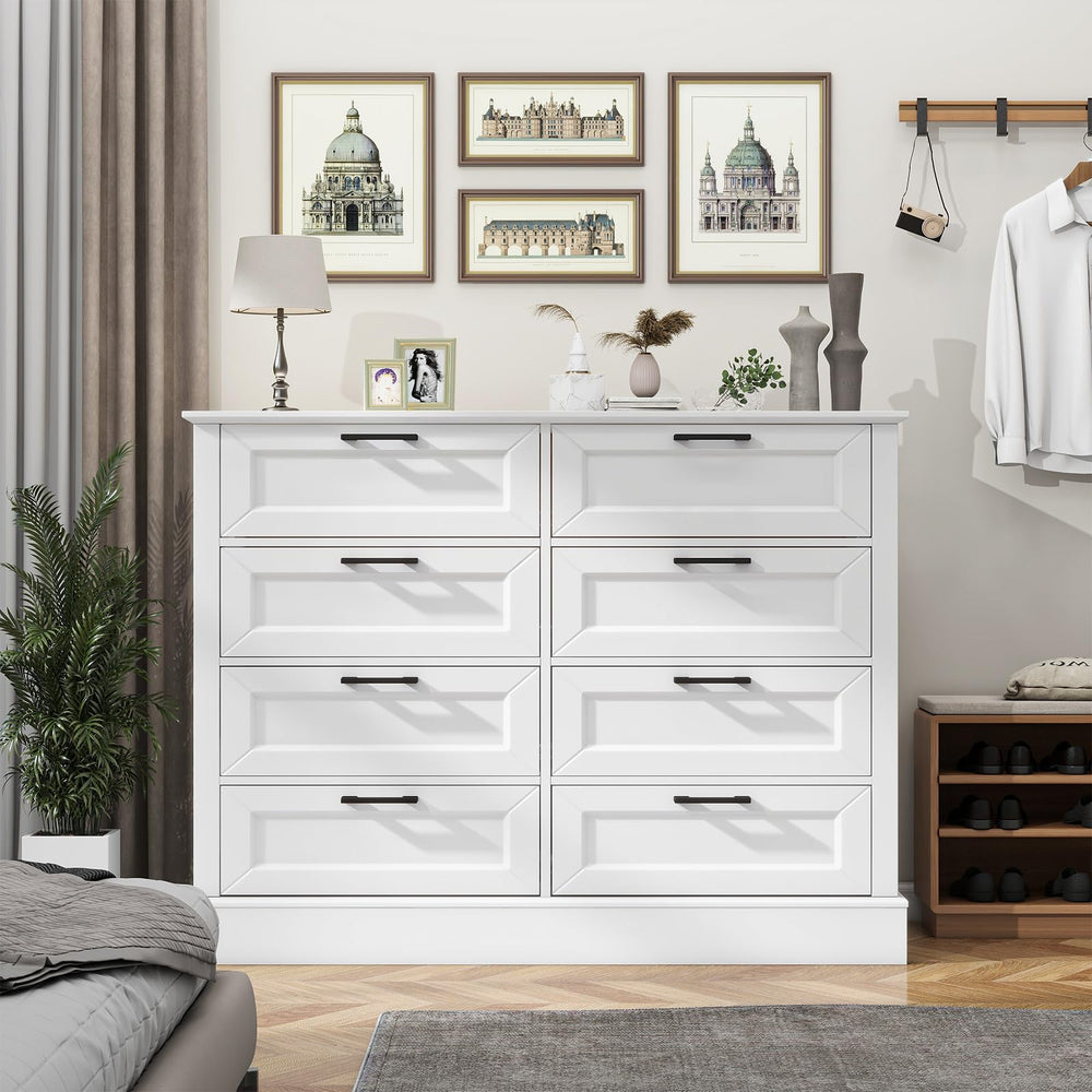 White Wood Dresser with Drawers – Chest of Drawers for Bedroom