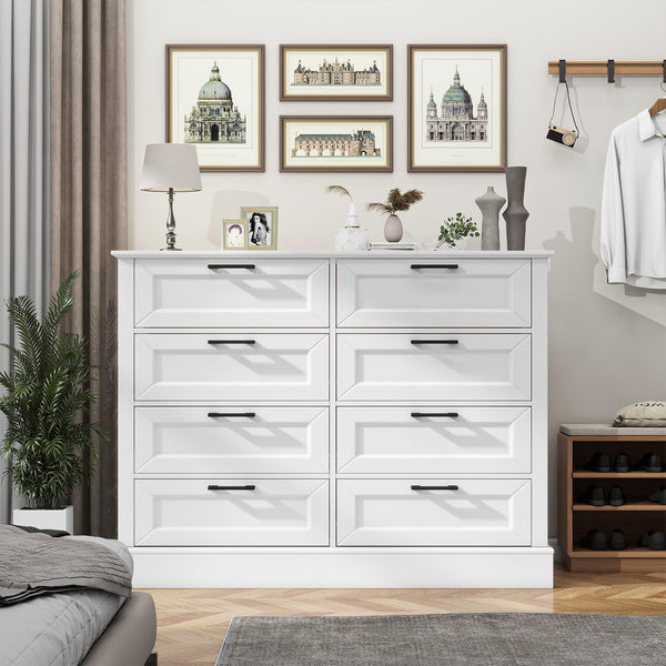 White Wood Dresser with Drawers – Chest of Drawers for Bedroom