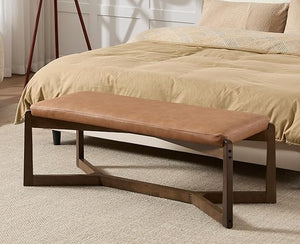 49-Inch Upholstered Entryway Bench with Solid Wood Frame
