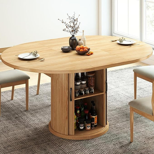 Round to Oval Extendable Dining Table 47" – 63" for 4–8
