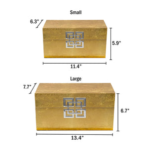 Decorative Wooden Storage Box Set with Hinged Lid — Set of 2