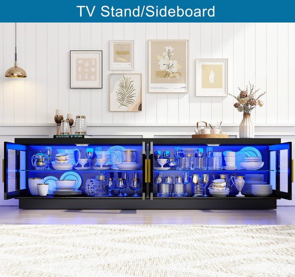 70.9" Modern LED TV Stand with RGB Lighting & Storage Cabinet