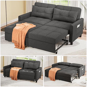 Convertible Sectional Sleeper Sofa with Adjustable Backrest & Ottoman