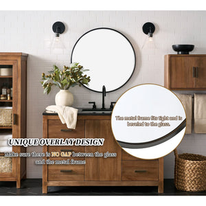 Round Wall Mirror – Matte Black Metal Frame