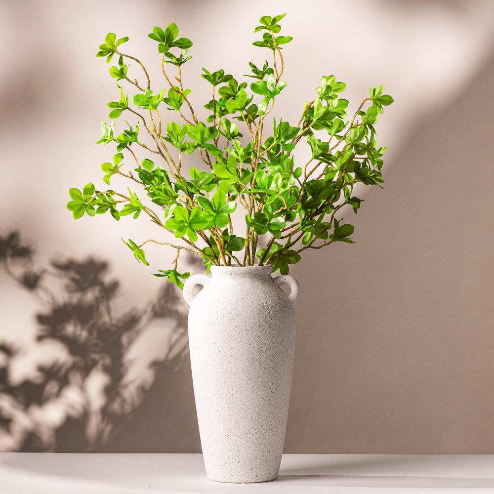 Ceramic Vase with Faux Greenery Stems Set