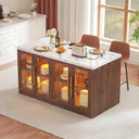 Rolling Kitchen Island with Storage & RGB Lighting