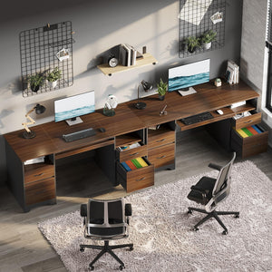 59" Computer Desk with Drawers, File Cabinet & Keyboard Tray