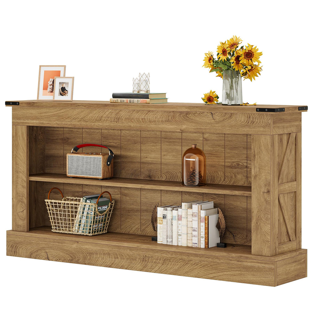63-Inch Farmhouse Console Table with Shelves