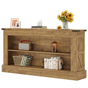 63-Inch Farmhouse Console Table with Shelves