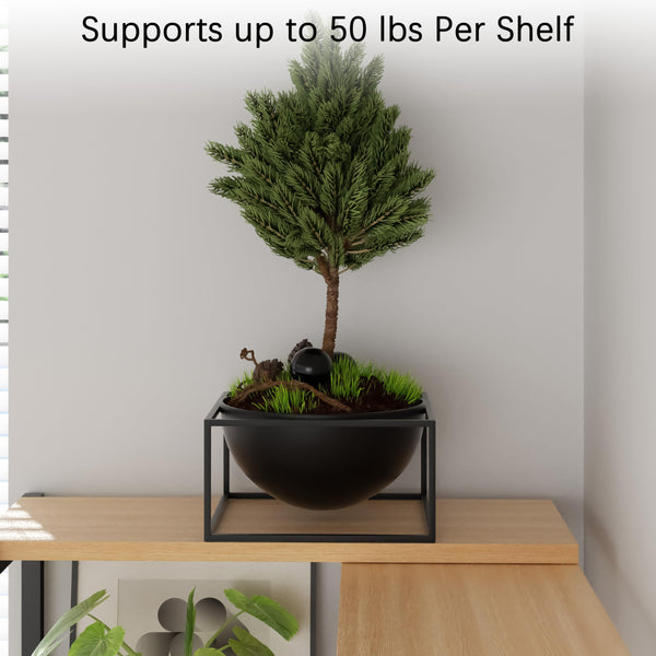 6-Tier Deformable Corner Bookshelf with Metal Frame
