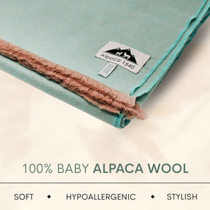 Baby Alpaca Wool Throw Blanket – Herringbone Woven