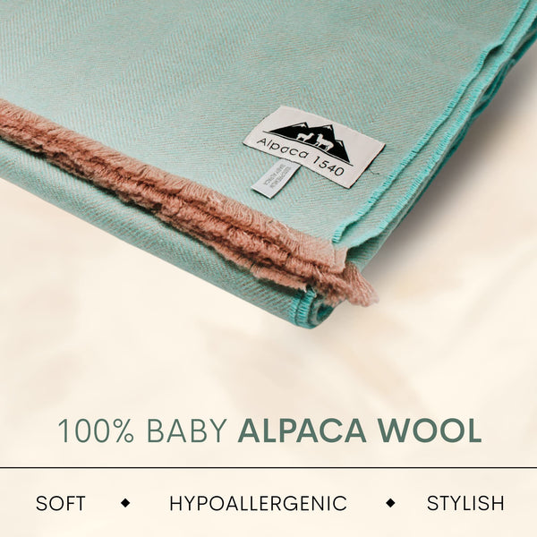 Baby Alpaca Wool Throw Blanket – Herringbone Woven