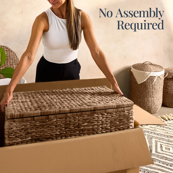 Water Hyacinth Storage Trunk with Lid & Handles