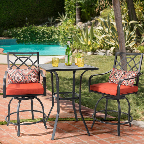 Outdoor Bar Height Bistro Table with Umbrella Hole