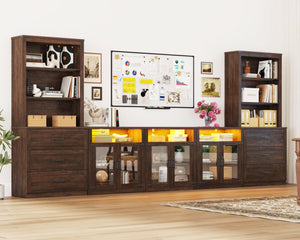 4-Piece Entertainment Center with Bookshelves, 157"W