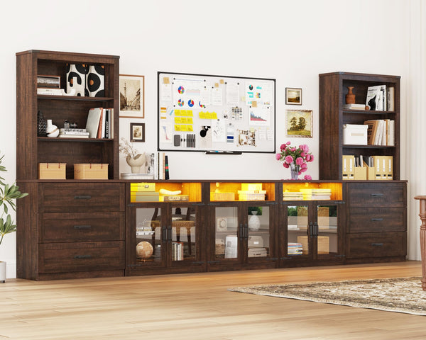4-Piece Entertainment Center with Bookshelves, 157"W