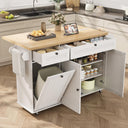 Rolling Kitchen Island Cart with Extendable Table & Power Outlet