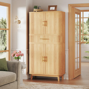 71" Curved Pantry Cabinet with Drawer & 4 Doors