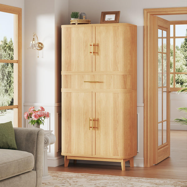 71" Curved Pantry Cabinet with Drawer & 4 Doors