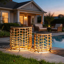 Boho Solar Nesting Side Tables with Built-In Lights Set of 2
