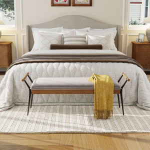Upholstered Entryway Bench with Metal Legs
