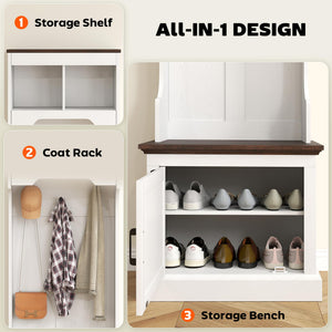3-in-1 Hall Tree with Shoe Storage, Coat Rack & Entryway Bench