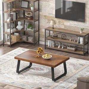 Rustic Wood Coffee Table with Metal Frame