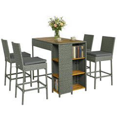 5-Piece Outdoor Bar Set with High Top Table and 4 Barstools