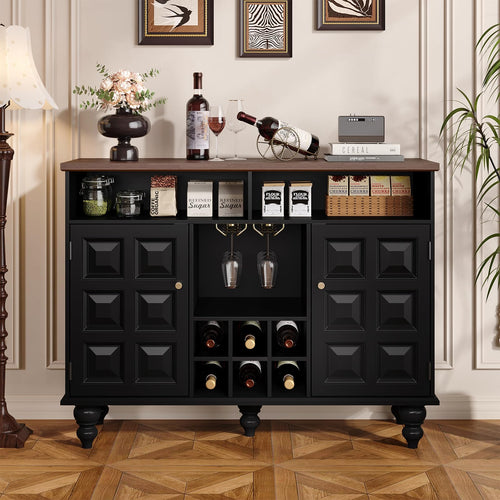 45" Wine Bar Cabinet with Wine Rack & Glass Holder