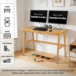 Bamboo Computer Desk with 2 Drawers