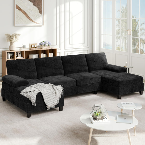 U-Shaped Sectional Sofa with Double Chaise – 4-Seat Living Room Couch