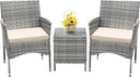3-Piece PE Rattan Patio Furniture Set with Chairs and Table