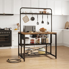 Kitchen Island with Storage & Bakers Rack