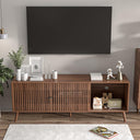 Mid Century Modern TV Stand with Sliding Doors and Storage