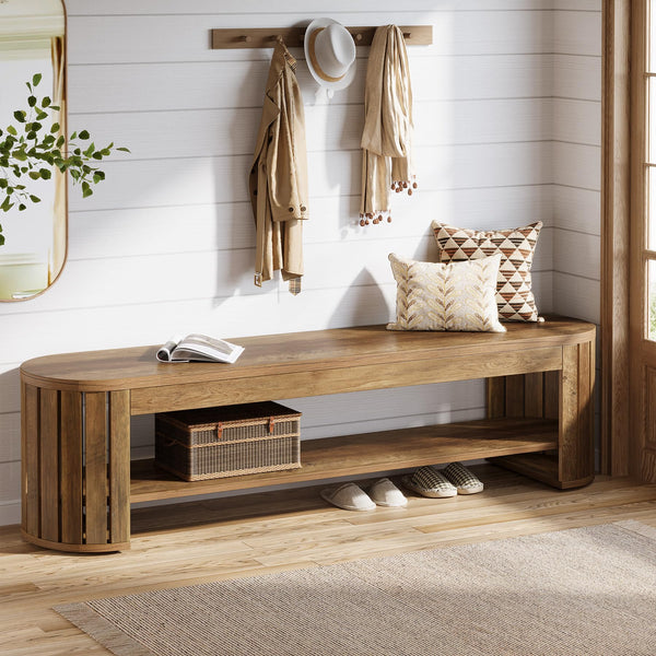 63" Entryway Shoe Bench with Open Storage Shelf