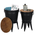 Farmhouse Metal Bucket Side Tables, Set of 2