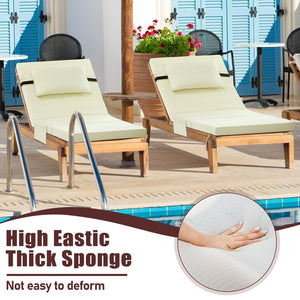 Waterproof Chaise Lounge Cushions with Headrest – Set of 2