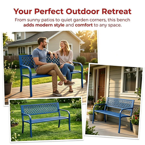 Outdoor Metal Garden Bench for 2