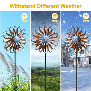Large Outdoor Metal Wind Spinner with Stake 84 Inch