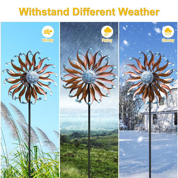 Large Outdoor Metal Wind Spinner with Stake 84 Inch