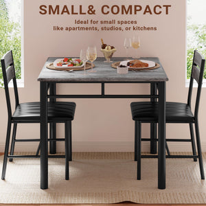 2-Person Dining Table Set with Upholstered Chairs