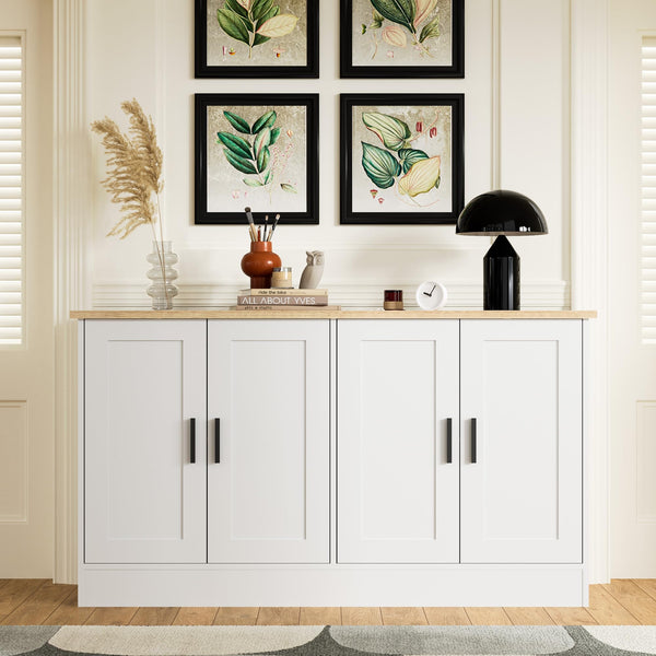 53" 4-Door Buffet Cabinet & Kitchen Sideboard with Adjustable Shelves
