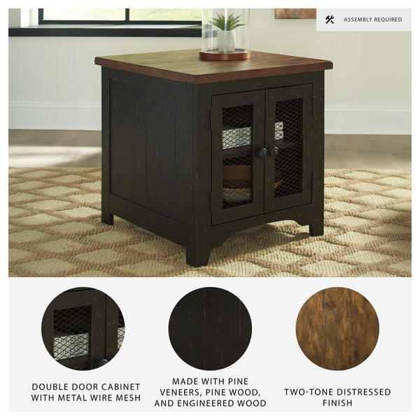 Rustic Farmhouse End Table with Storage Cabinet