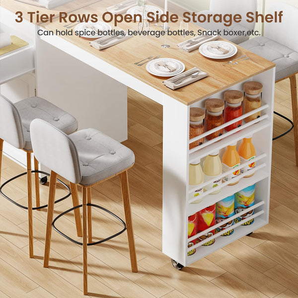 Expandable Kitchen Island on Wheels with Storage