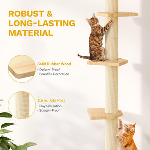 Cat Wall Shelves Floor to Ceiling Tower with Scratching Posts