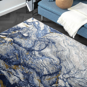 Blue Grey Marble Area Rug